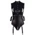 Cottelli Bondage - body brillante sin mangas y esposas para brazos - negro - L
