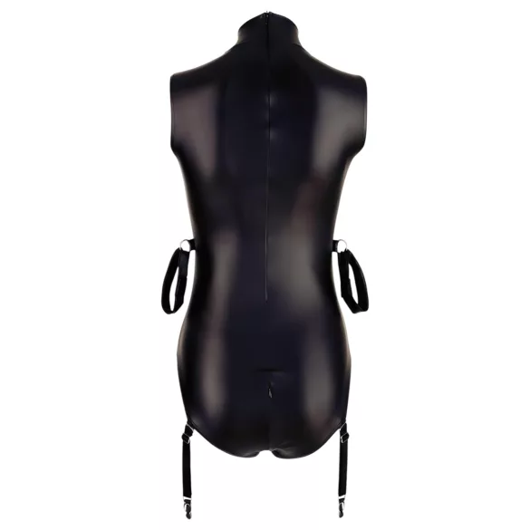 Cottelli Bondage - body brillante sin mangas y esposas para brazos - negro - L