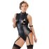 Cottelli Bondage - body brillante sin mangas y esposas (negro) - XL