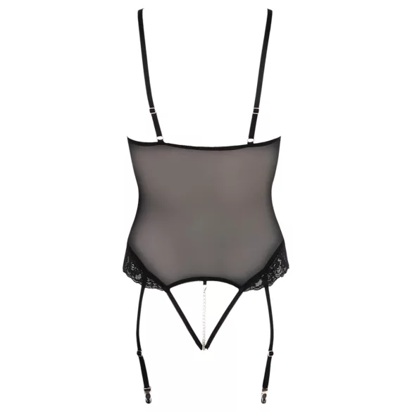 Cottelli Bondage - body y esposas con anillas metálicas - negro - M