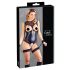Cottelli Bondage - body brillante abierto y esposas (negro)