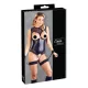 Cottelli Bondage - body abierto brillante y esposas de muñeca - negro