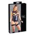 Cottelli Bondage - body abierto brillante y esposas (negro) - M