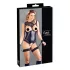 Cottelli Bondage - body abierto brillante y esposas de muñeca - negro - L