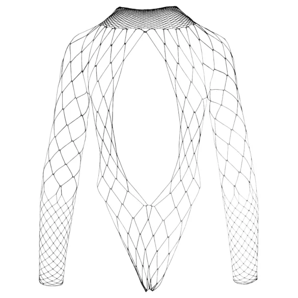NO:XQSE - body de manga larga - malla transparente - negro (S-L)