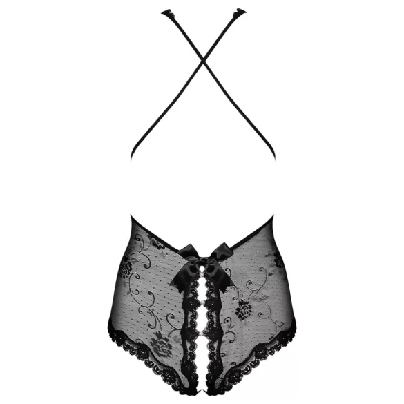 Obsessive Fiorenta - body abierto de encaje con perlas - negro