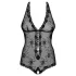 Obsessive Fiorenta - body abierto de encaje con perlas - negro