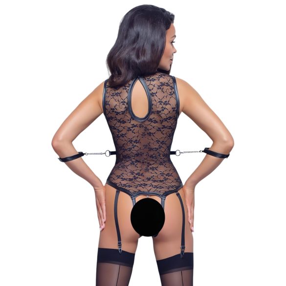 Cottelli Bondage - Body de encaje con tirantes - negro - M