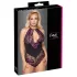 Cottelli Plus Size - body de encaje floral - negro lila