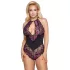 Cottelli Plus Size - body de encaje floral - negro lila