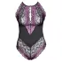 Cottelli Plus Size - body de encaje floral - negro lila