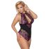 Cottelli Plus Size - Body floral (negro-violeta) - 3XL