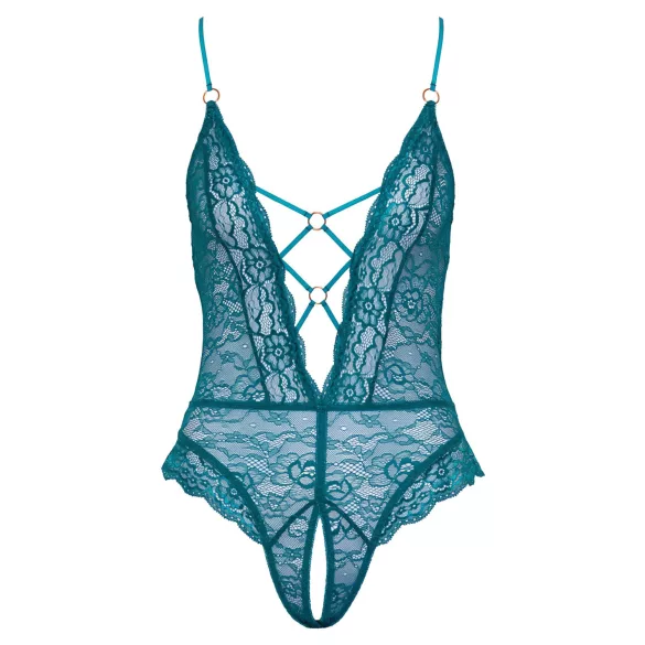 Cottelli - body abierto de encaje con cordones (verde) - L