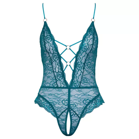Cottelli - body abierto de encaje con cordones (verde) - L