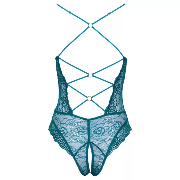 Cottelli - body abierto de encaje con cordones (verde) - XL