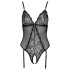 Cottelli - body abierto de encaje con portaligas (negro)