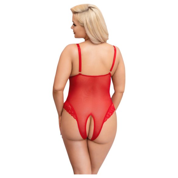 Cottelli Curves - body de encaje transparente (rojo)