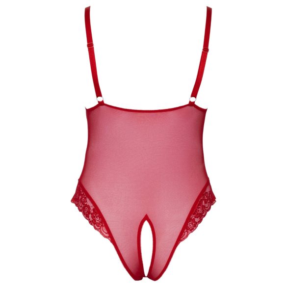 Cottelli Curves - body de encaje transparente (rojo)