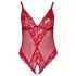 Cottelli Curves - body de encaje transparente - rojo - 2XL