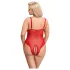Cottelli Curves - body de encaje transparente - rojo - 3XL