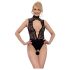 Abierta Fina - body negro con encaje y strass