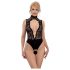 Abierta Fina - body negro con encaje y strass