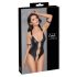 Cottelli Bondage - body abierto con aros, negro brillante