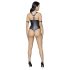Cottelli Bondage - body abierto con aros, negro brillante