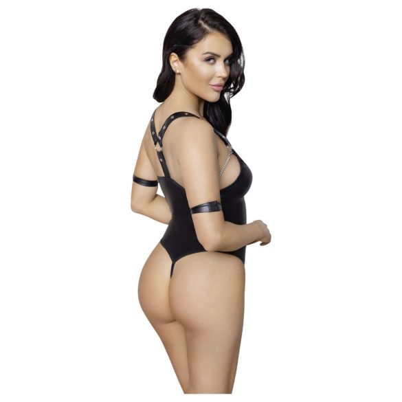 Cottelli Bondage - body abierto con anillos brillante - negro - M