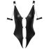 Cottelli Bondage - body abierto con aros, negro brillante - L