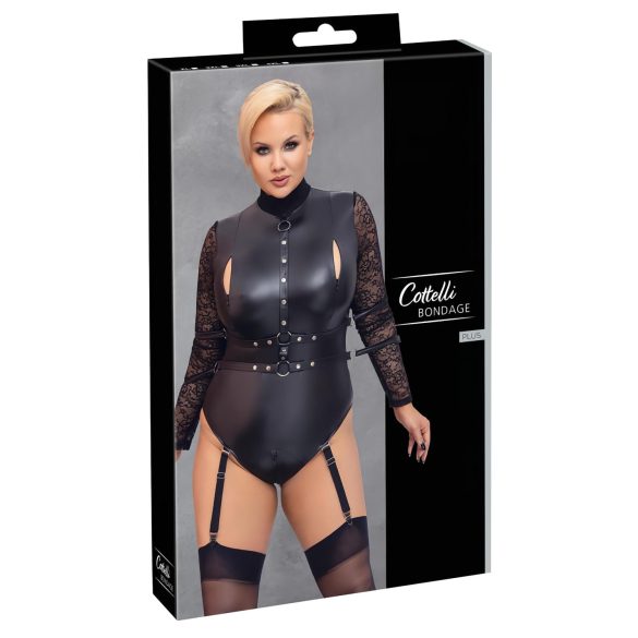 Body encaje Bondage Plus Size negro