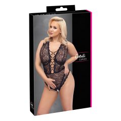   Cottelli Curves Plus Size - body transparente estampado - negro