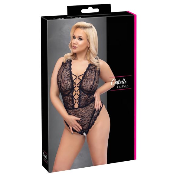 Cottelli Curves Talla Plus - body negro transparente y estampado