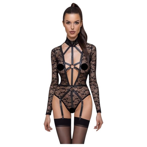 Cottelli - body transparente con tirantes (negro)
