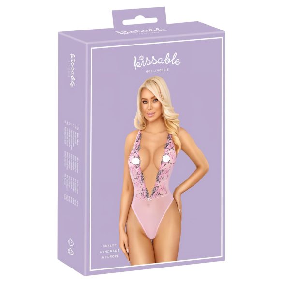 Kissable - body de encaje bordado floral - rosa - L/XL