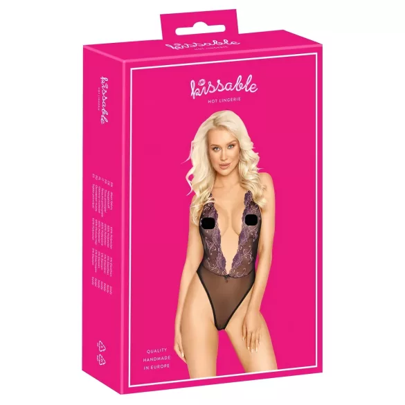 Besable - body negro con bordado rosa