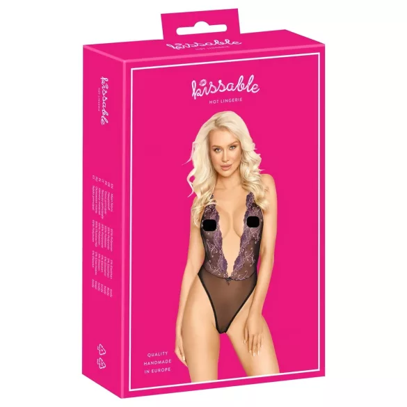 Besable - body negro con bordado rosa - L/XL