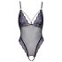 Cottelli - Body de encaje abierto bordado (negro-morado) - M