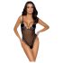 Cottelli - Body de encaje abierto bordado (negro-morado) - L