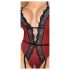 Abierta Fina: Body abierto con liguero (negro-rojo) - M