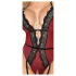 Abierta Fina - body abierto con liguero (negro-rojo) - L