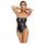 Cottelli Bondage - body brillante y esposas para brazos (negro)