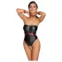 Cottelli Bondage - body brillante y esposas para brazos (negro)