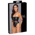 Cottelli Bondage - Body brillante y esposas para brazos (negro)