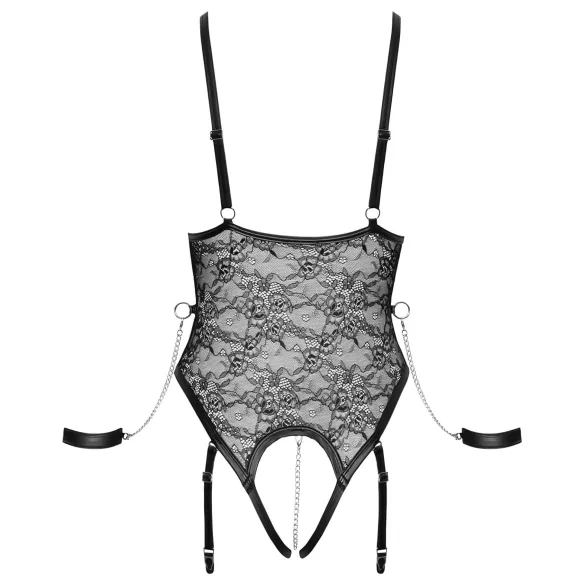 Cottelli Bondage - body abierto con esposas - encaje negro