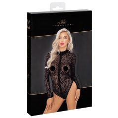   Noir - body de manga larga con estampado de leopardo (negro) - M