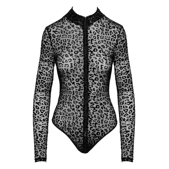 Noir - body de manga larga con estampado de leopardo (negro) - M