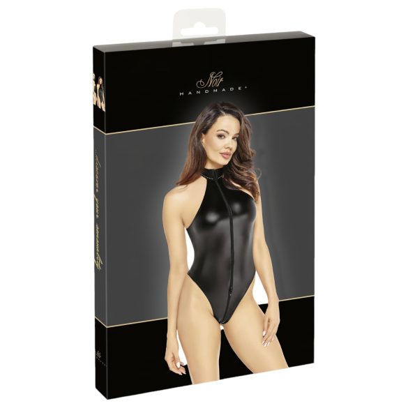 Noir - body negro brillante con tirantes al cuello - XL