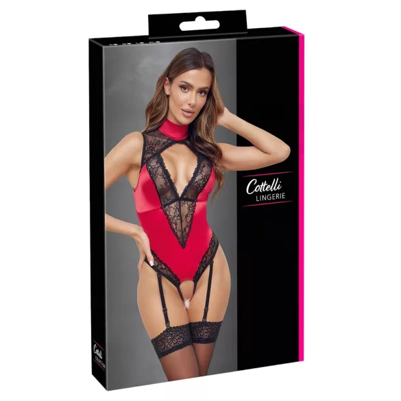 Cottelli - body de encaje con cuello halter - rojo - M