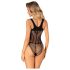 Obsessive B336 - Transparente, body de red abierto (negro) - Tallas S-L